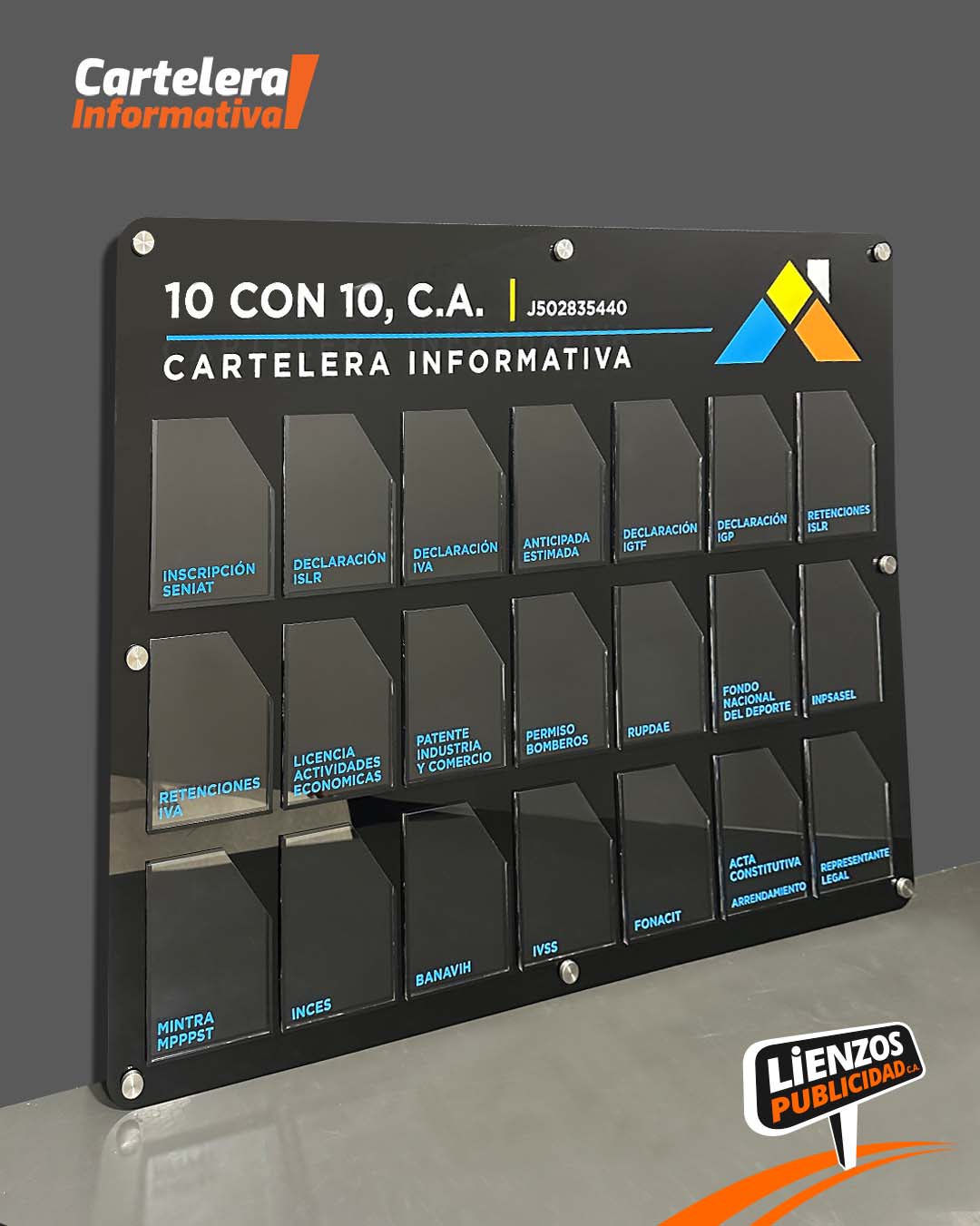 Cartelera Acrílica 21 Bolsillos (1/2 Carta)