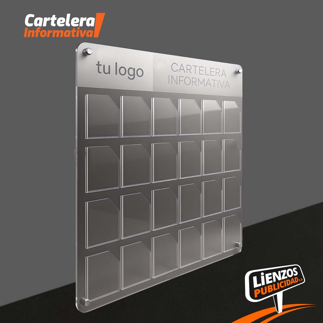 Cartelera Acrílica 24 Bolsillos (1/4 Carta)