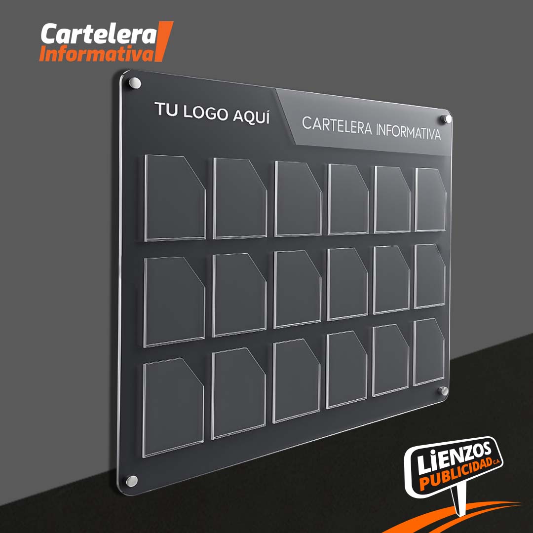 Cartelera Acrílica 18 Bolsillos (1/4 Carta)