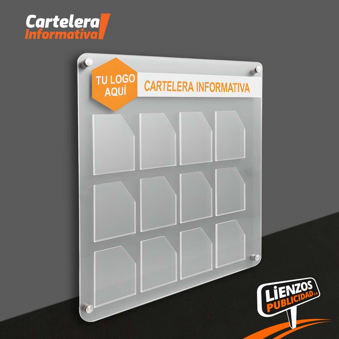 Cartelera Acrílica 12 Bolsillos (1/4 Carta)