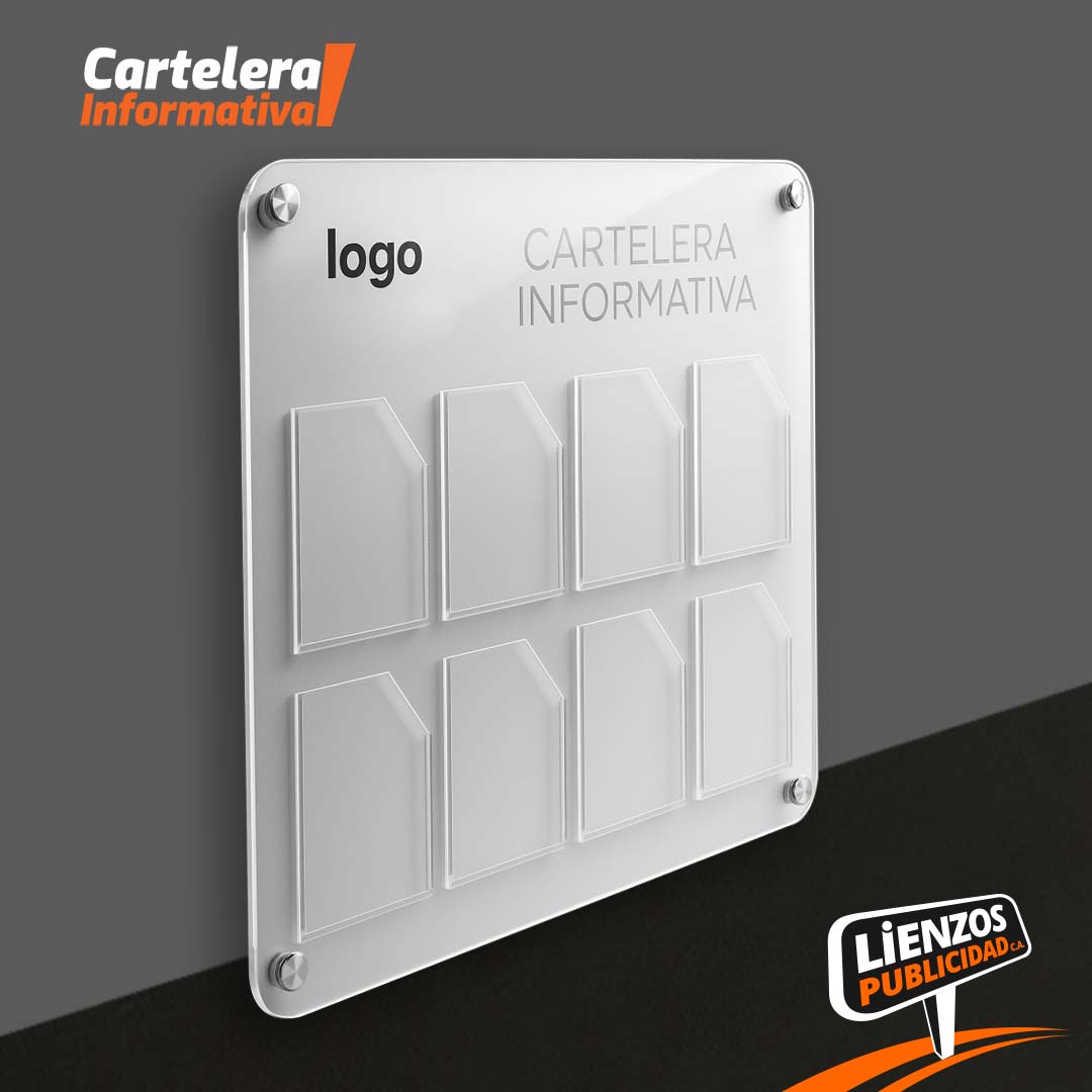 Cartelera Acrílica 8 Bolsillos (1/4 Carta)