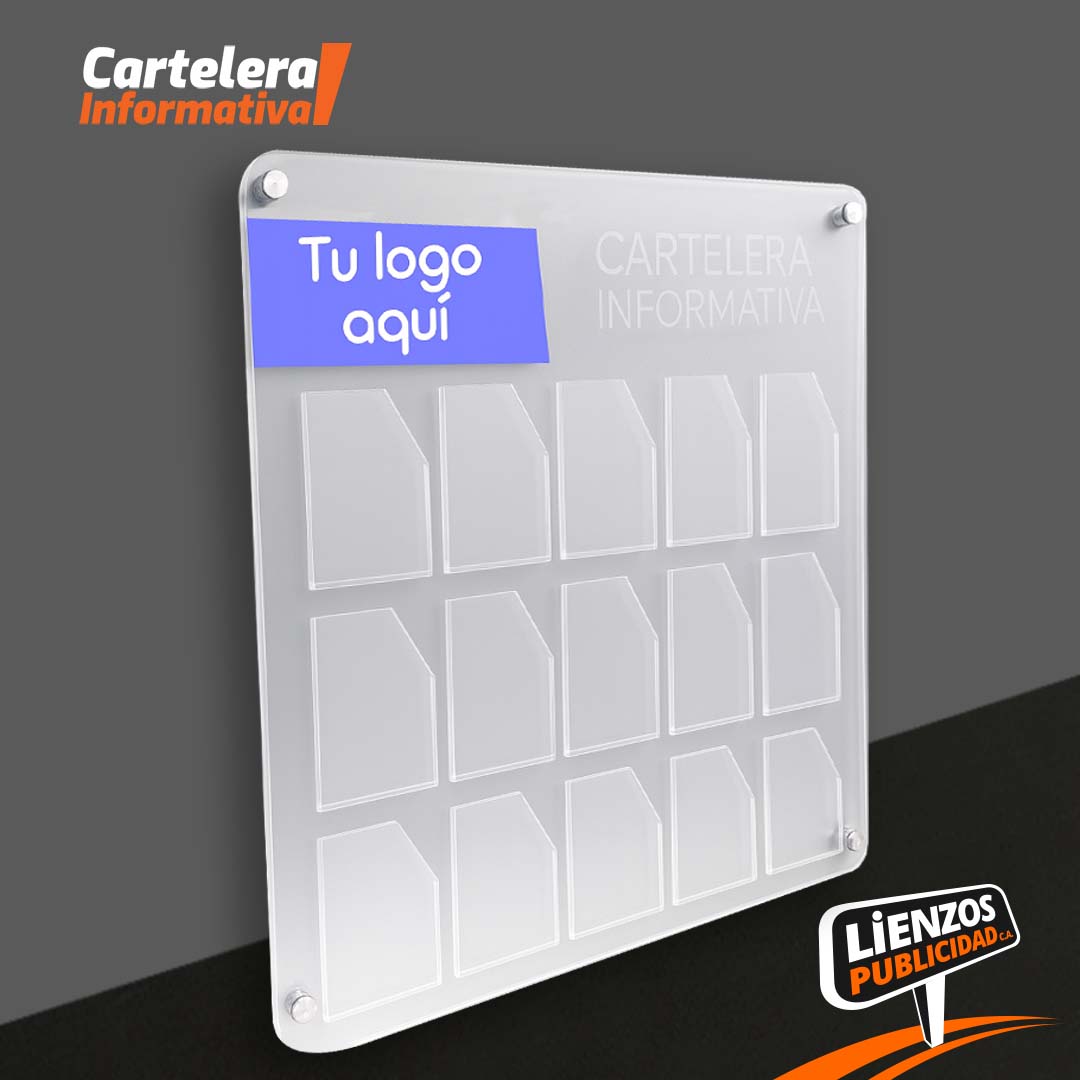 Cartelera Acrílica 15 Bolsillos (1/2 Carta)